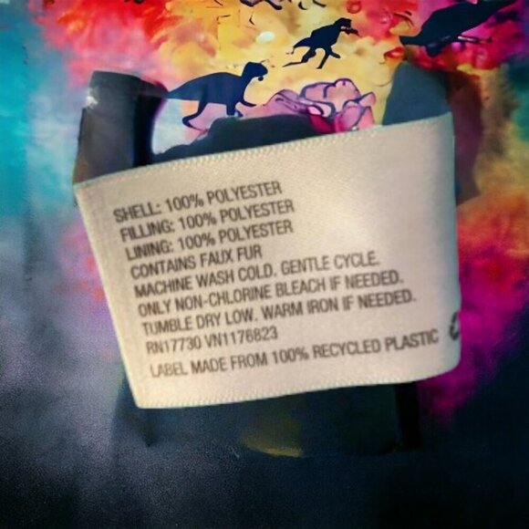 Cat & Jack Girl’s Dinosaur Coat & Mittens - Picture 7 of 7